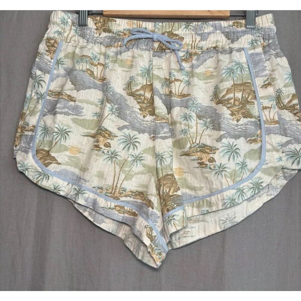 Rip Curl Palm Tropical Linen Blend Beach Pullon Shorts Women's Size Large